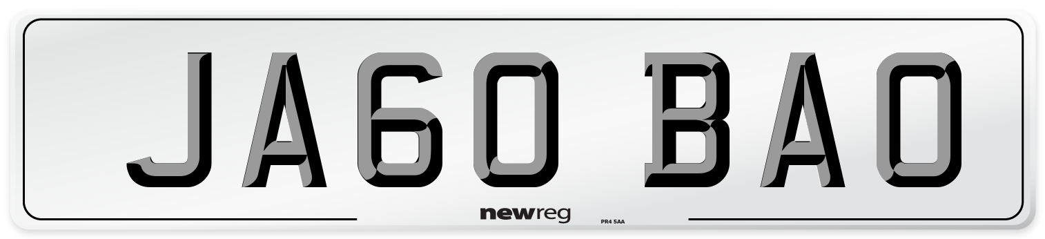 JA60 BAO Number Plate from New Reg